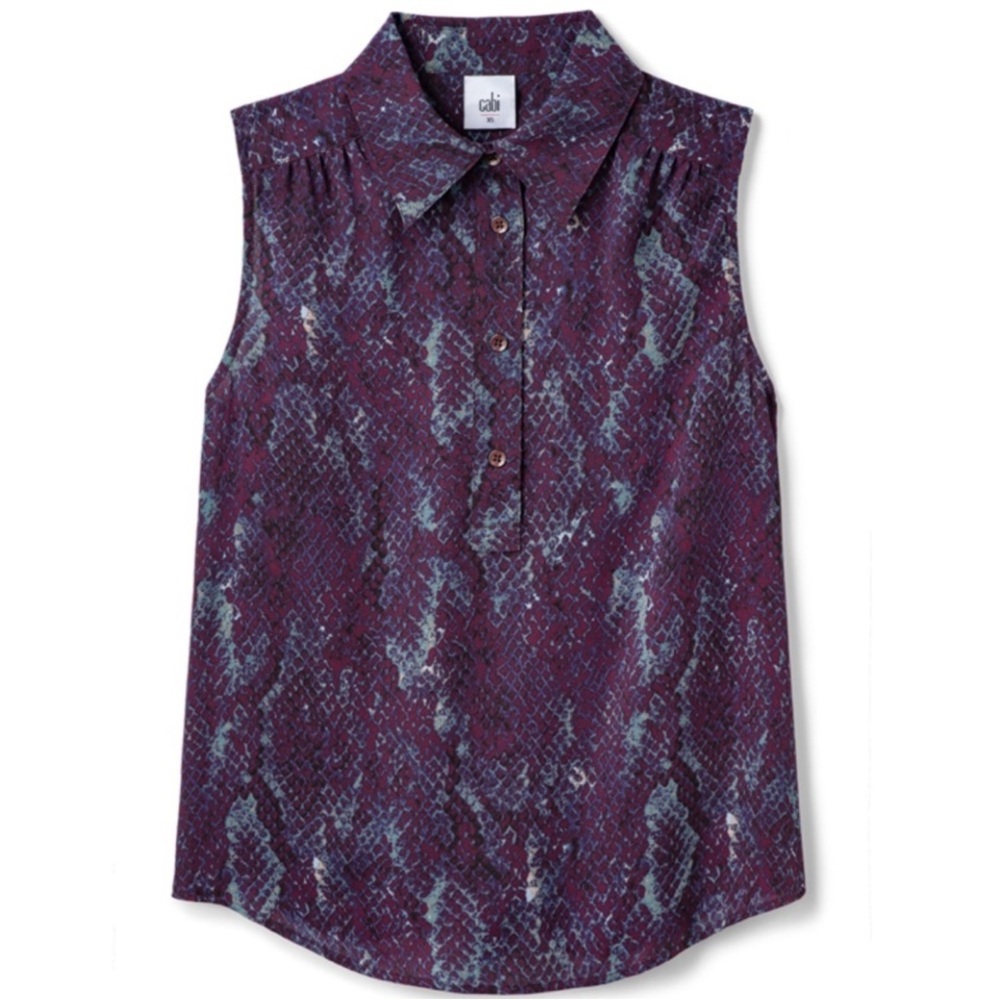 CAbi Purple and Blue Sleeveless Blouse